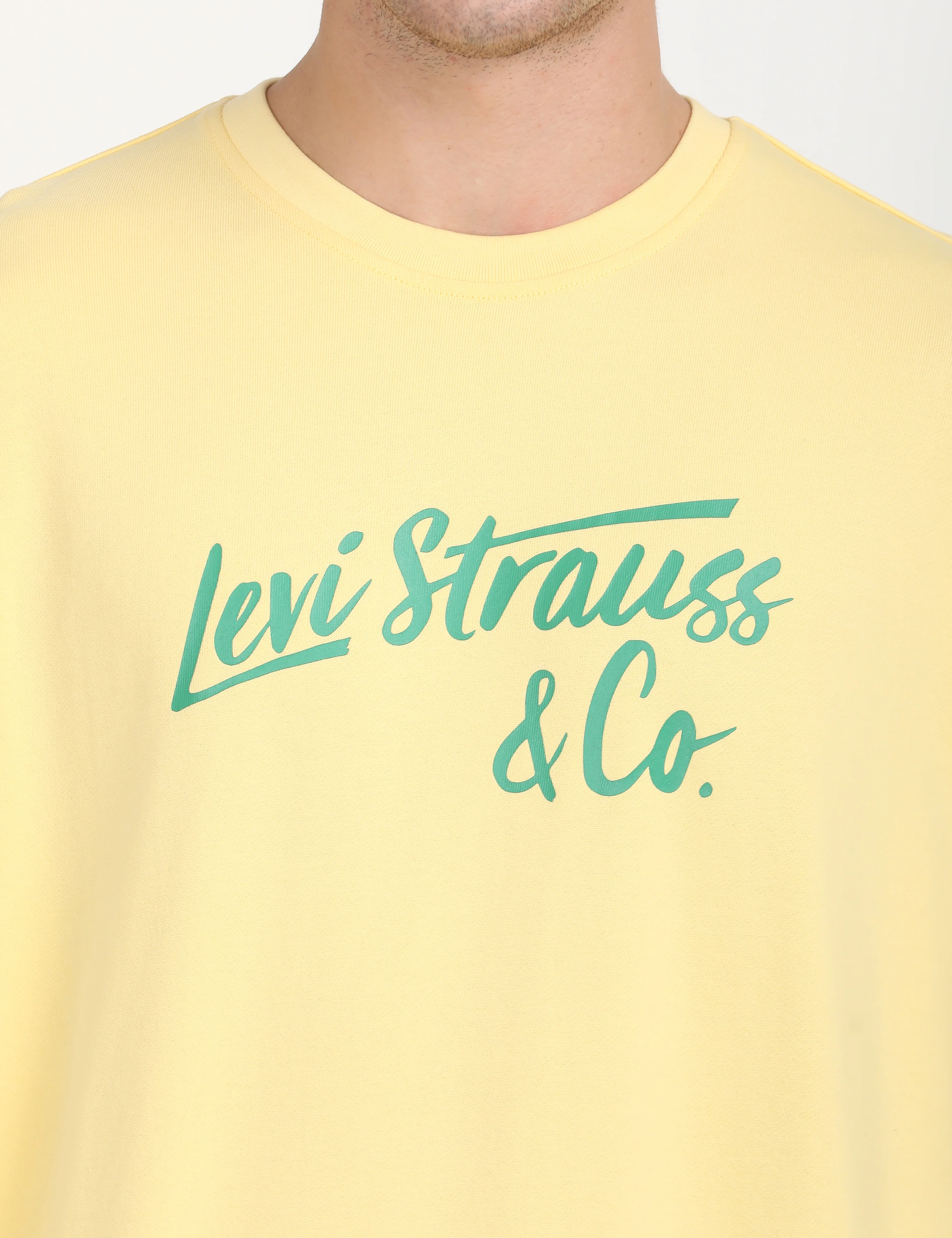Men's Solid Yellow Crew Neck Sweatshirt - Image 10