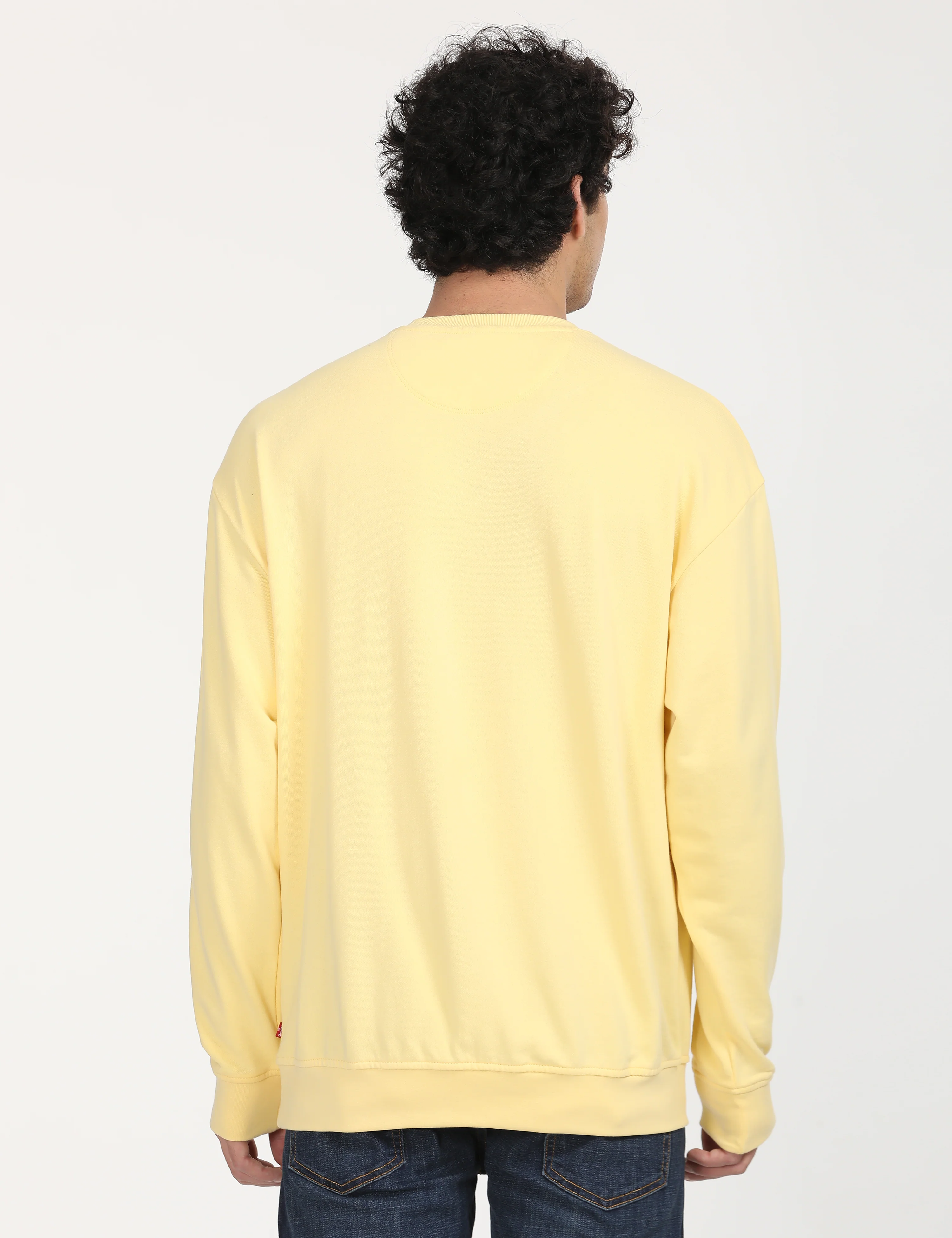 Men's Solid Yellow Crew Neck Sweatshirt - Image 3