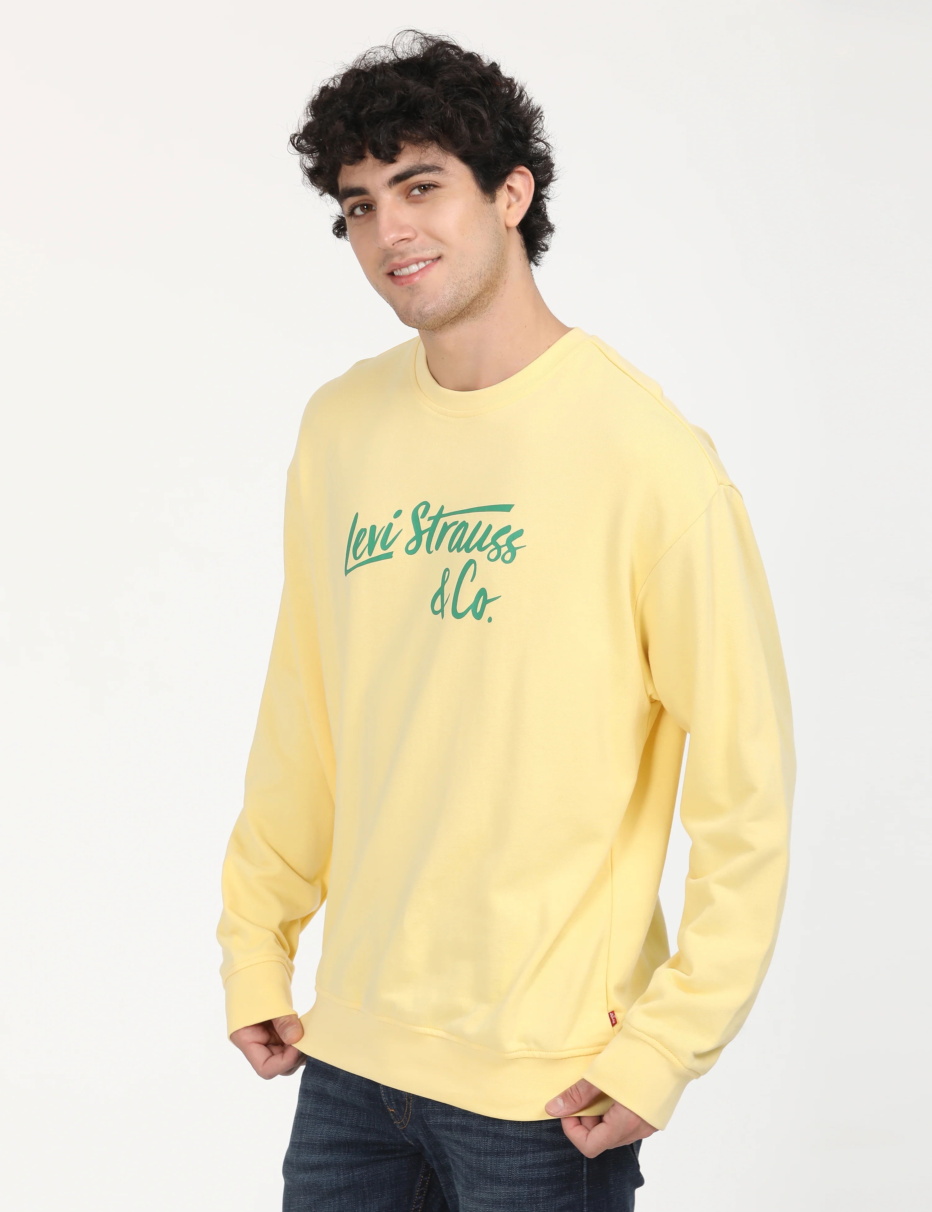 Men's Solid Yellow Crew Neck Sweatshirt - Image 8