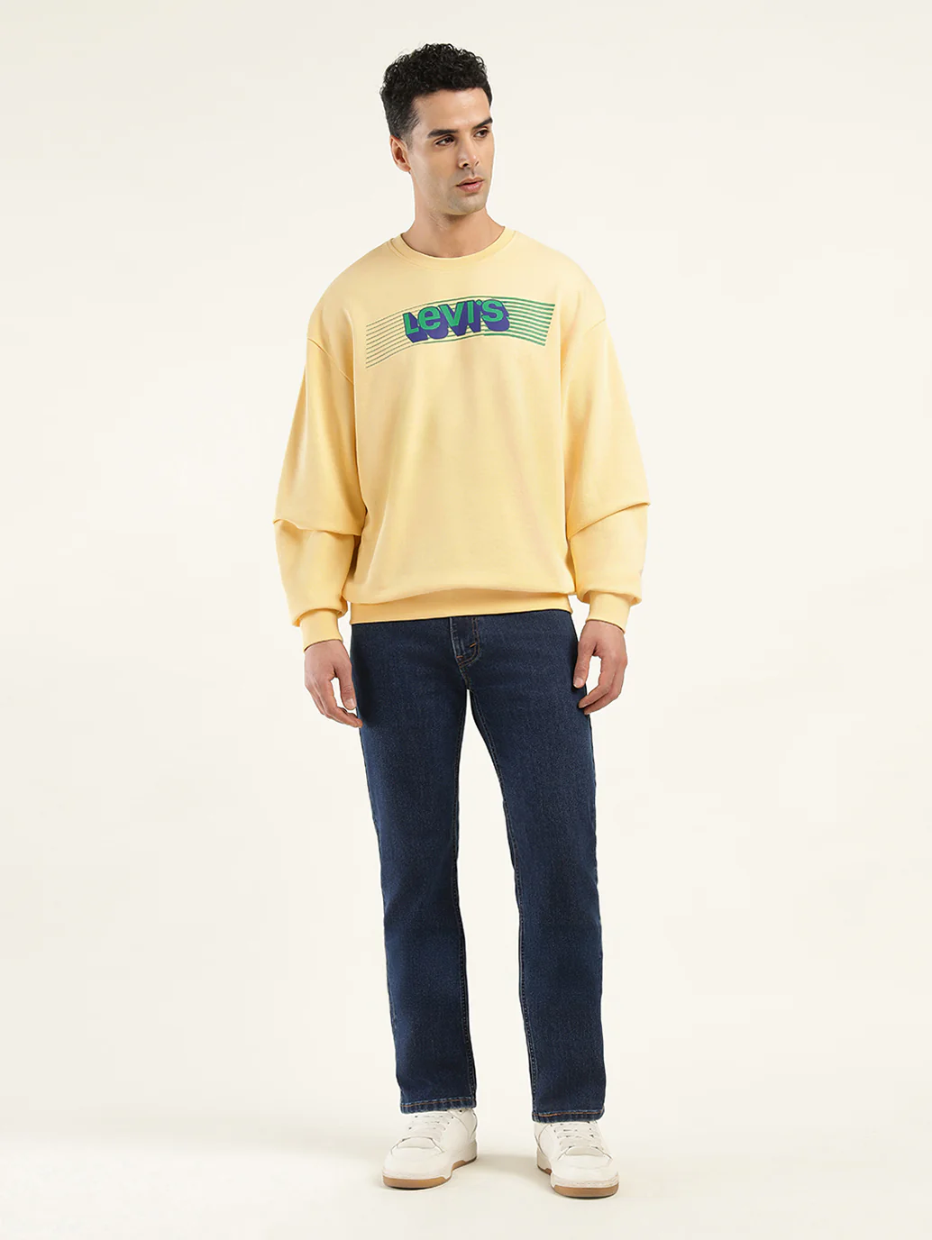 Men's Solid Yellow Crew Neck Sweatshirt - Image 6