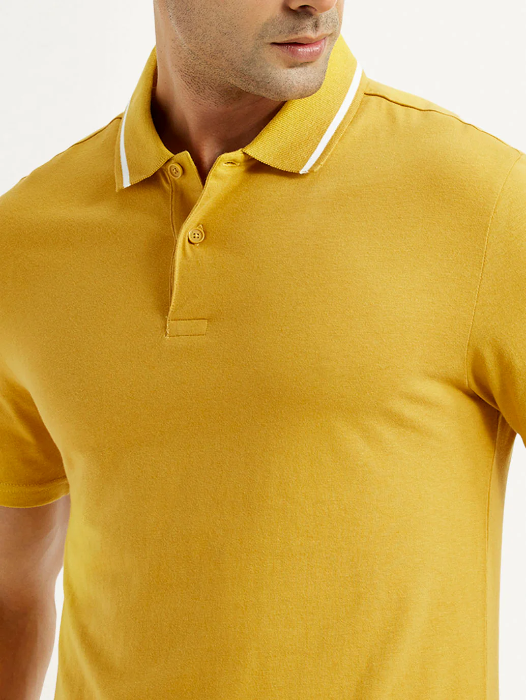 Men's Solid Yellow Polo T-Shirt - Image 3