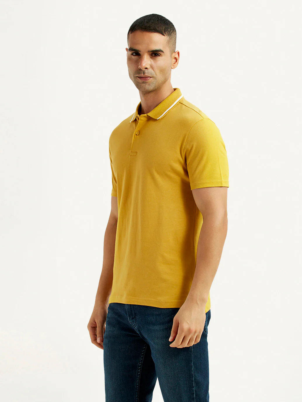 Men's Solid Yellow Polo T-Shirt - Image 4
