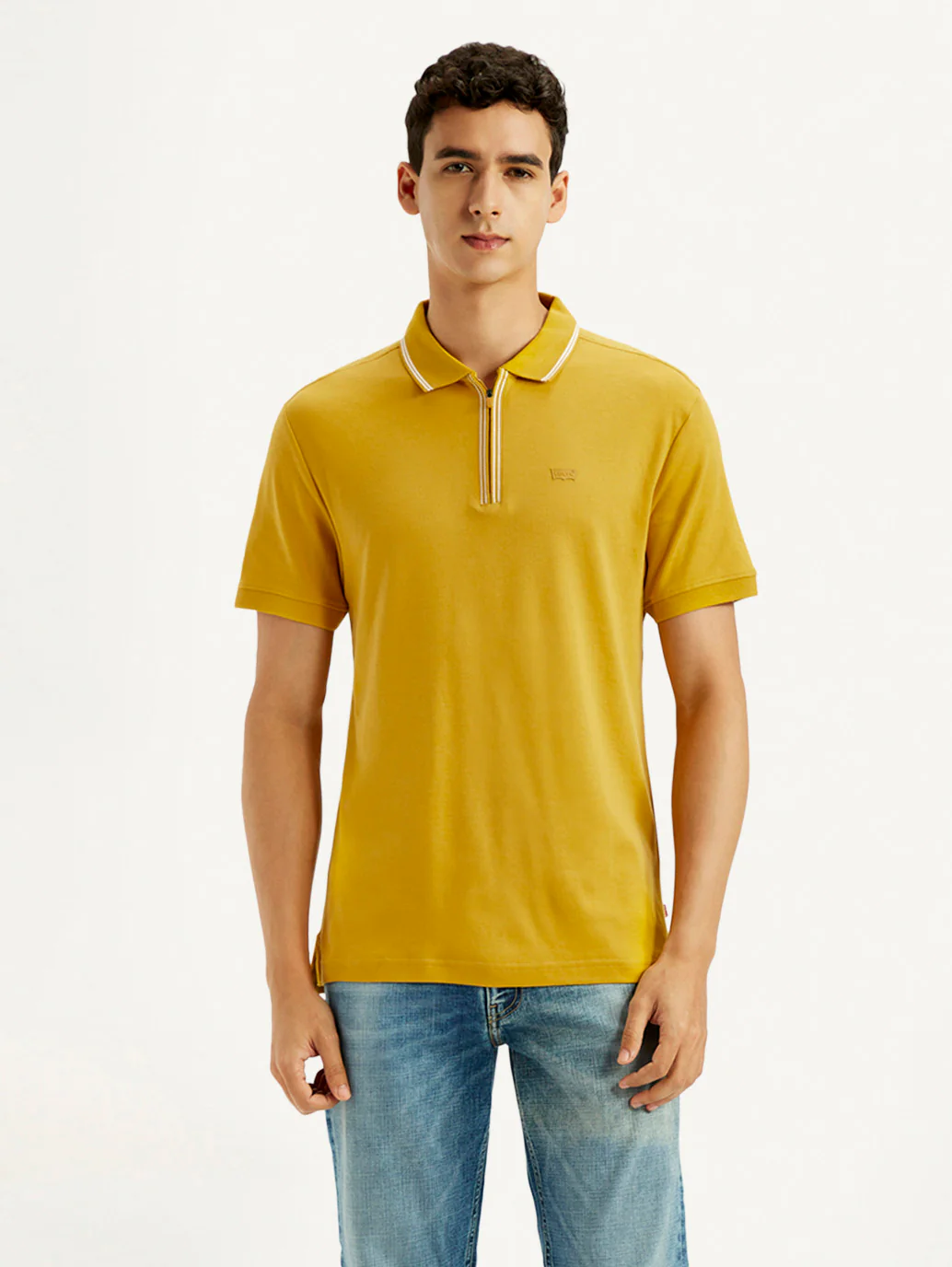 Men's Solid Yellow Slim Fit Polo T-shirt - Image 3