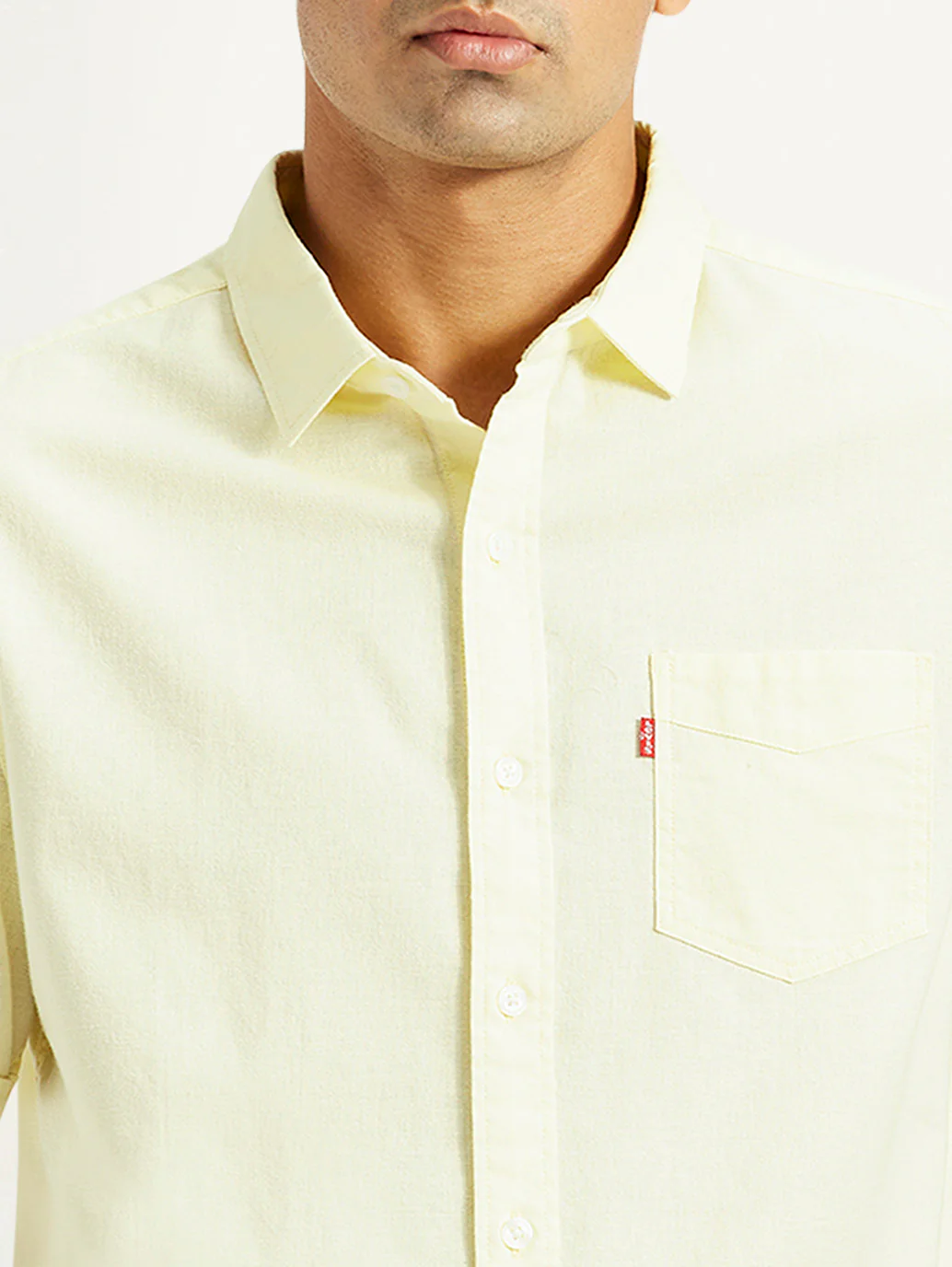 Men's Solid Yellow Spread Collar Shirt - Image 5