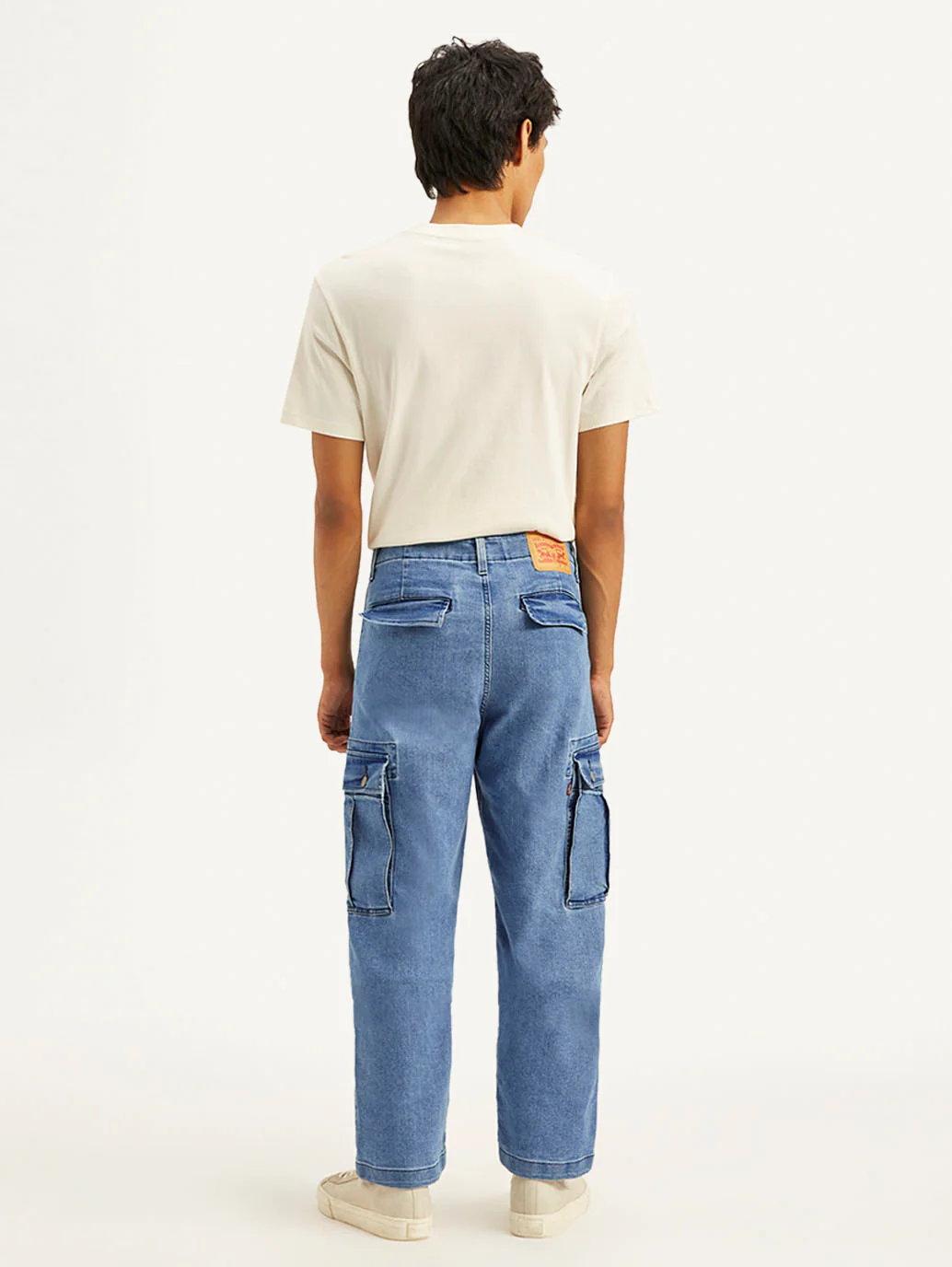 Men's Blue Straight Fit Mid Rise Cargo Jeans - Image 3