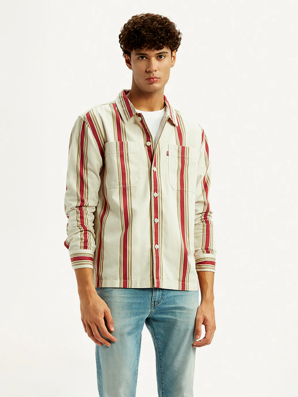 Men's Striped Multi Color Relaxed Fit Shirt - Image 2