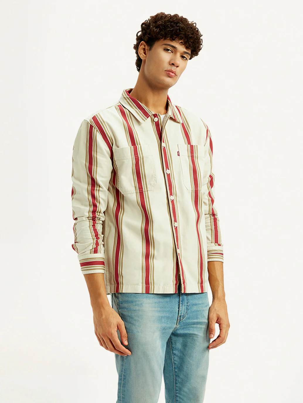 Men's Striped Multi Color Relaxed Fit Shirt - Image 4