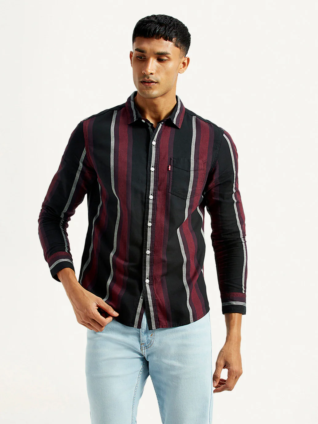 Men's Striped Multi Color Slim Fit Shirt - Image 5