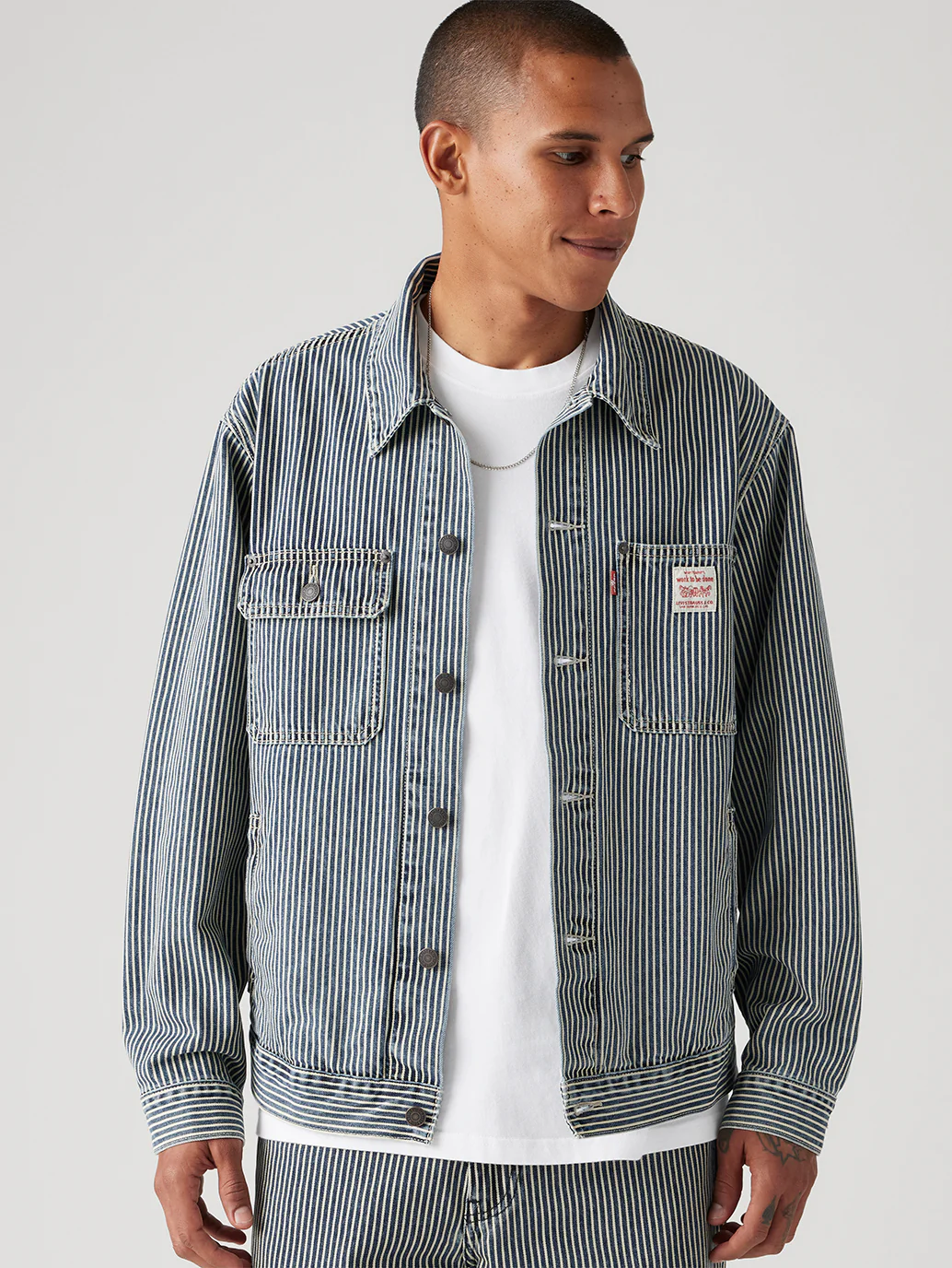 Men's Striped Blue Shacket - Image 2