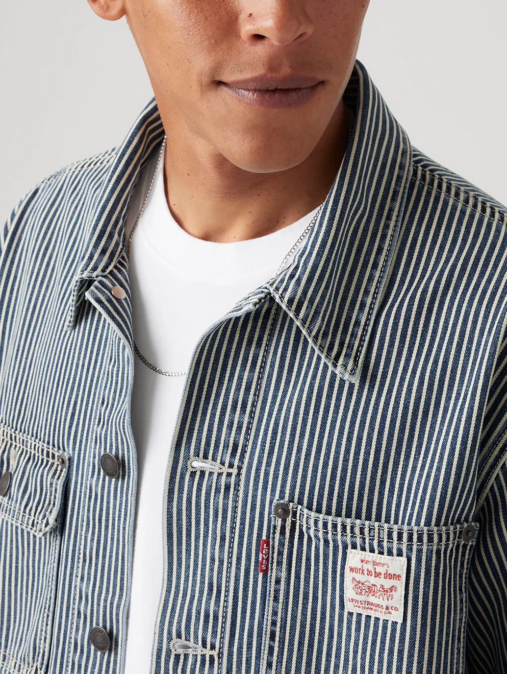 Men's Striped Blue Shacket - Image 4