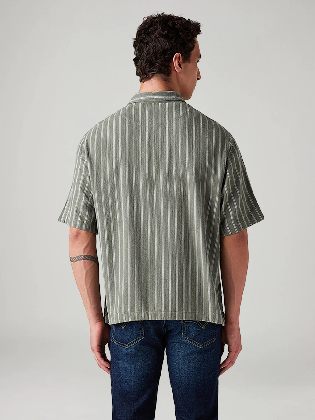 Men's Striped Boxy Fit Shirt - Image 3