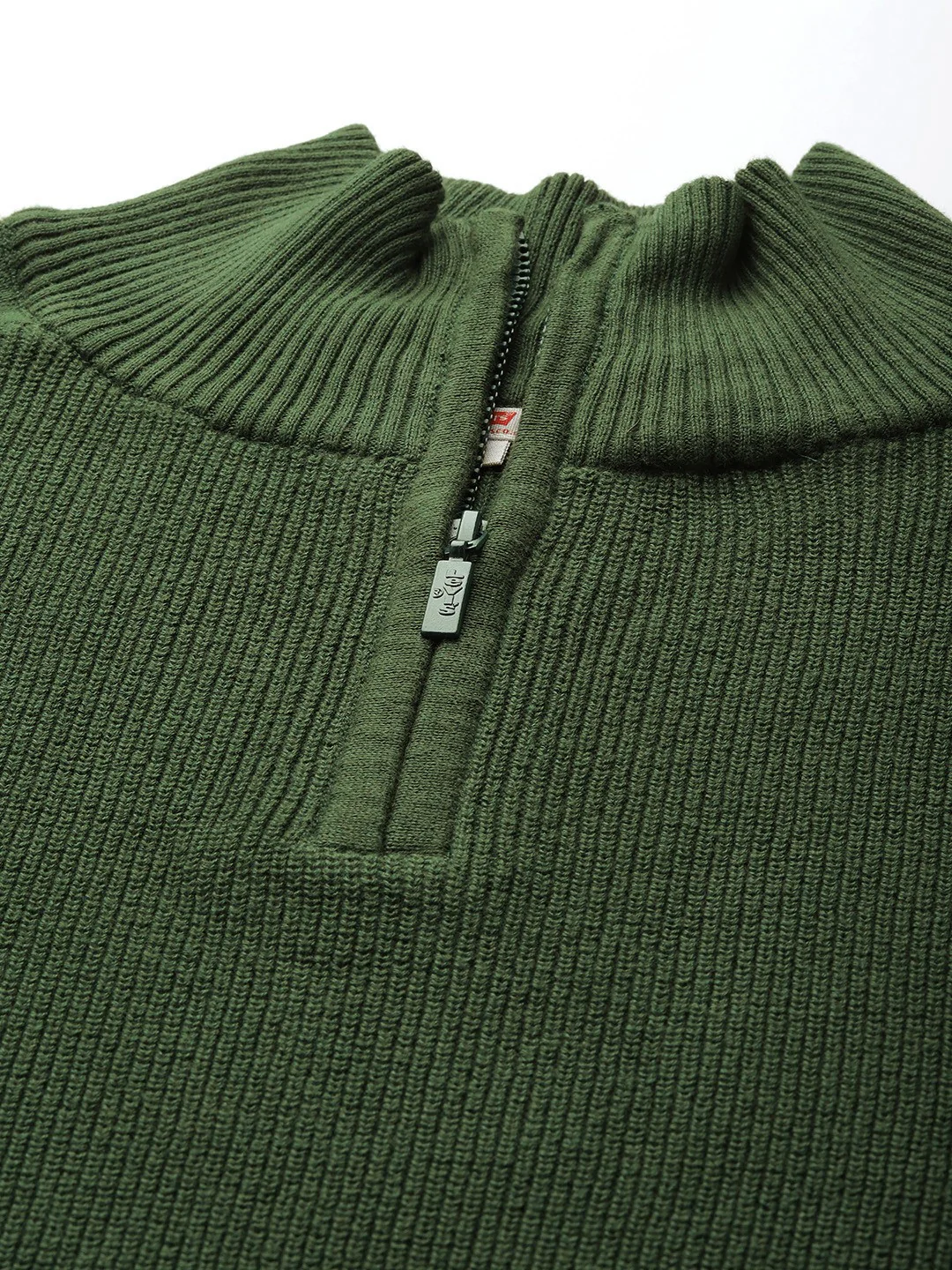 Men's Striped Green High Neck Sweater - Image 4