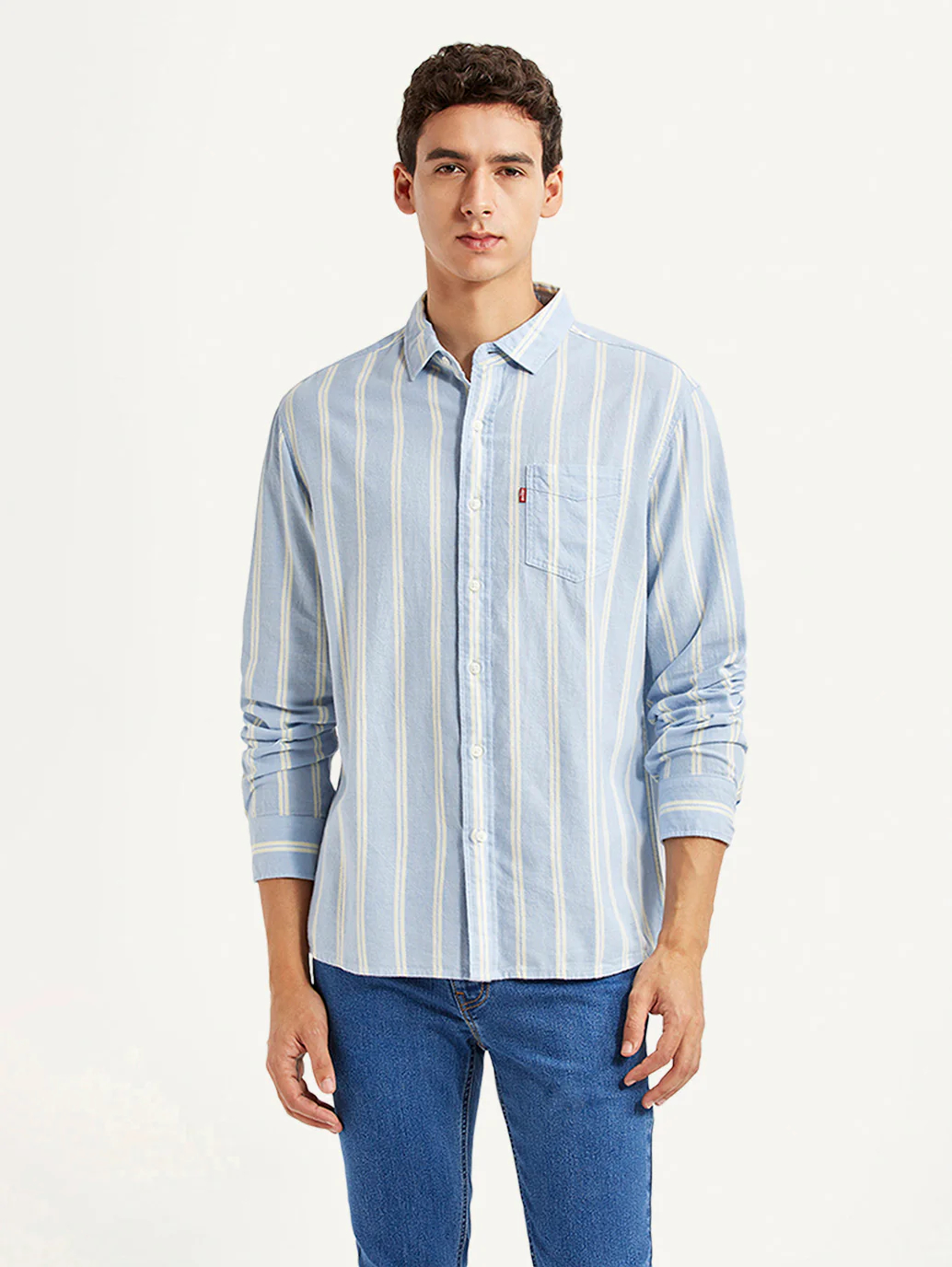 Men's Striped Light Blue Slim Fit Shirt