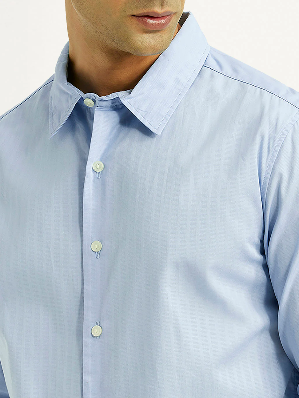 Men's Redloop Striped Light Blue Slim Fit Shirt - Image 4