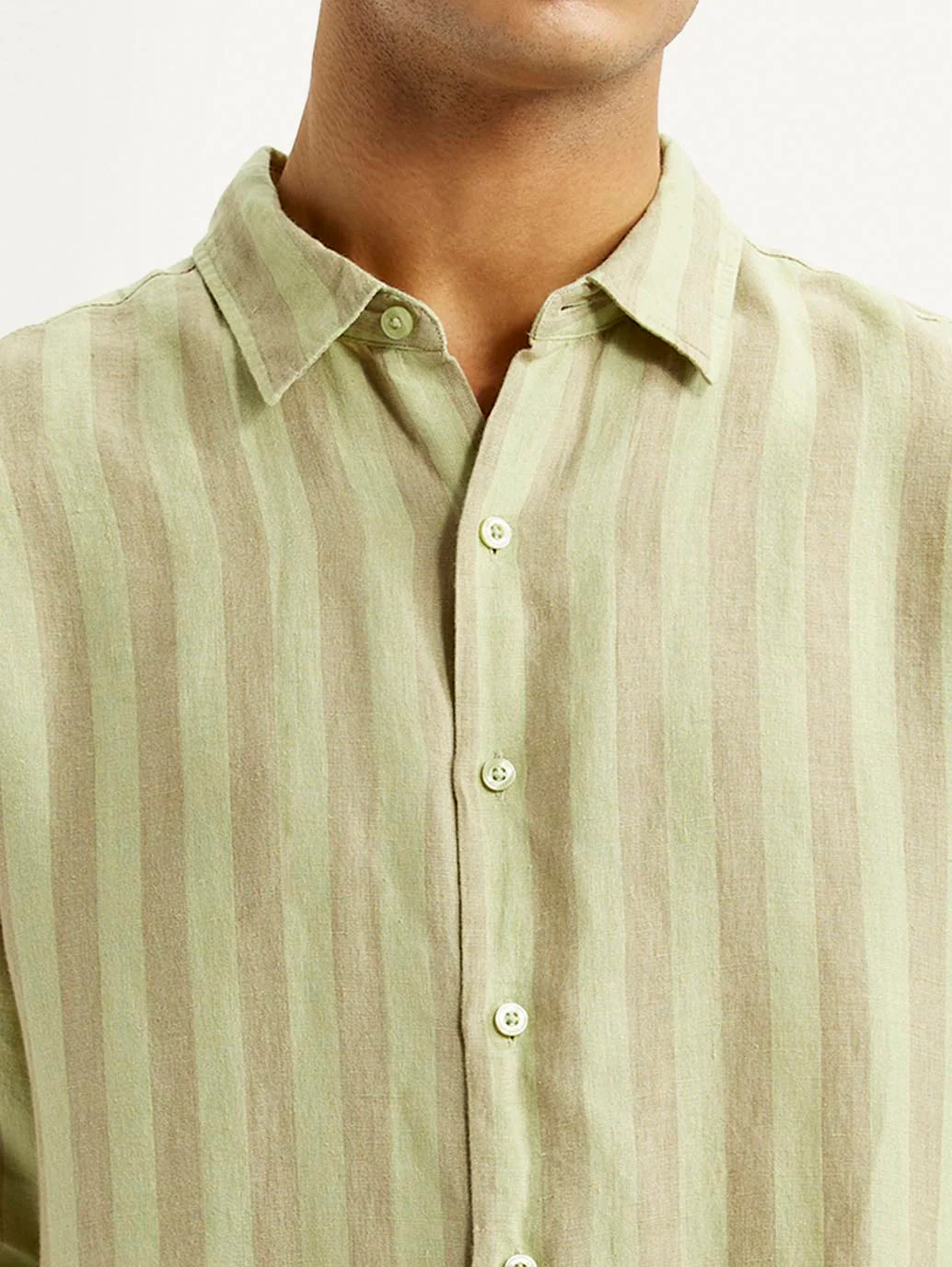 Men's Striped Light Yellow Slim Fit Shirt - Image 4
