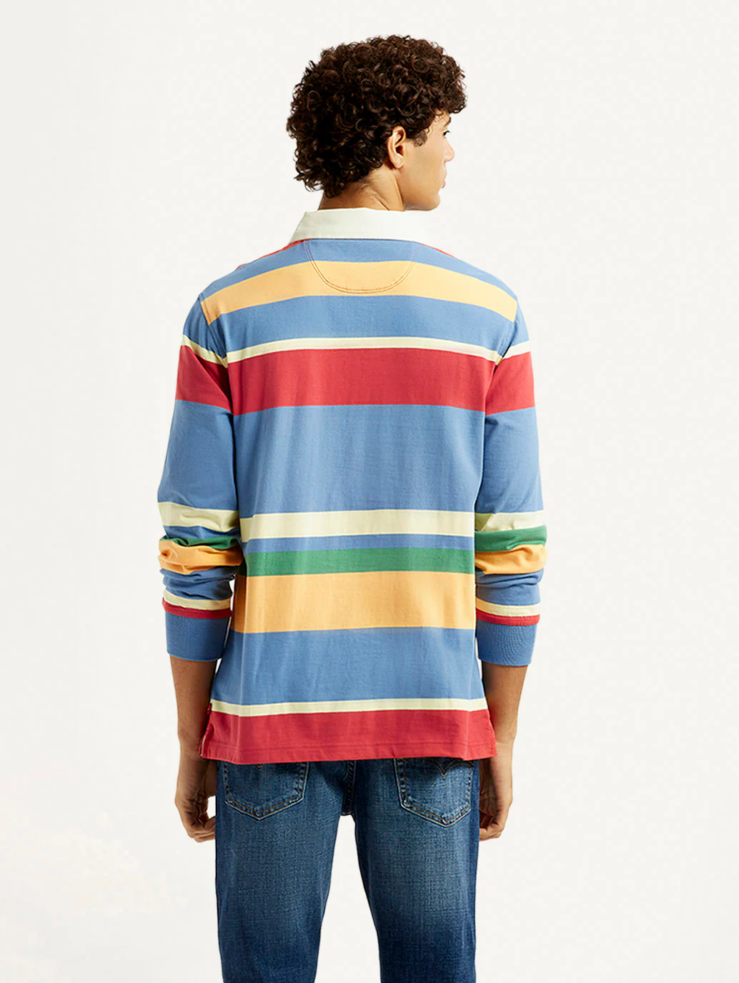 Men's Striped Multi Color Slim Fit Polo T-shirt - Image 2