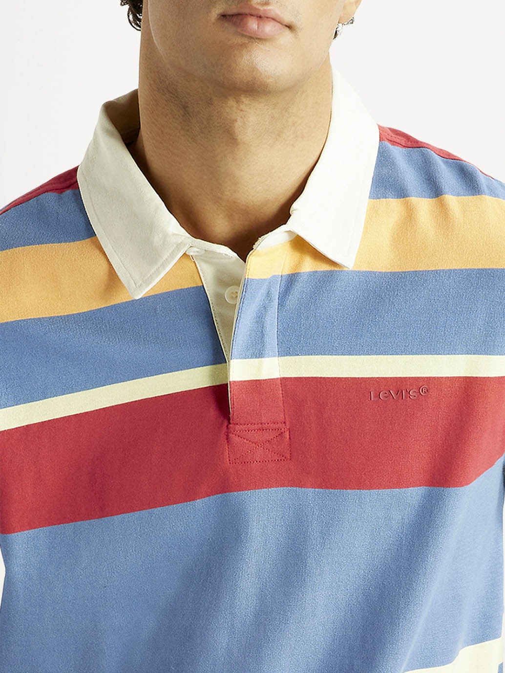 Men's Striped Multi Color Slim Fit Polo T-shirt - Image 3