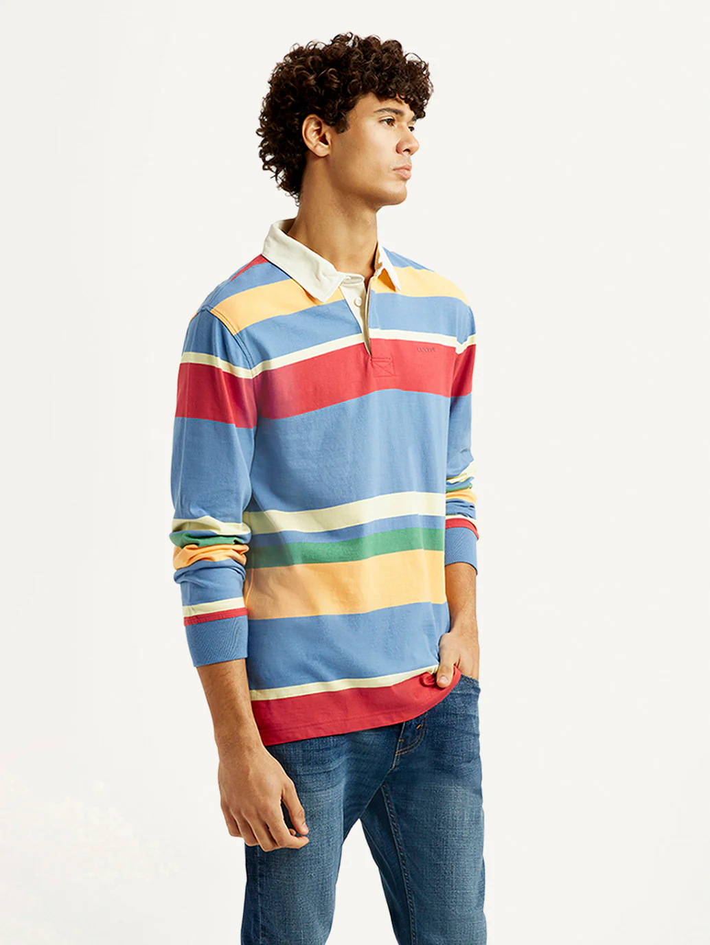 Men's Striped Multi Color Slim Fit Polo T-shirt - Image 4