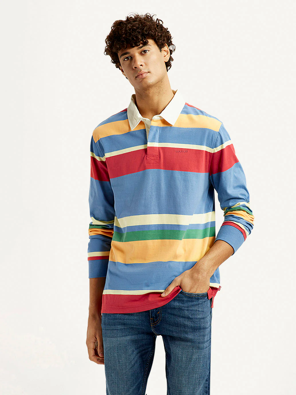 Men's Striped Multi Color Slim Fit Polo T-shirt - Image 5