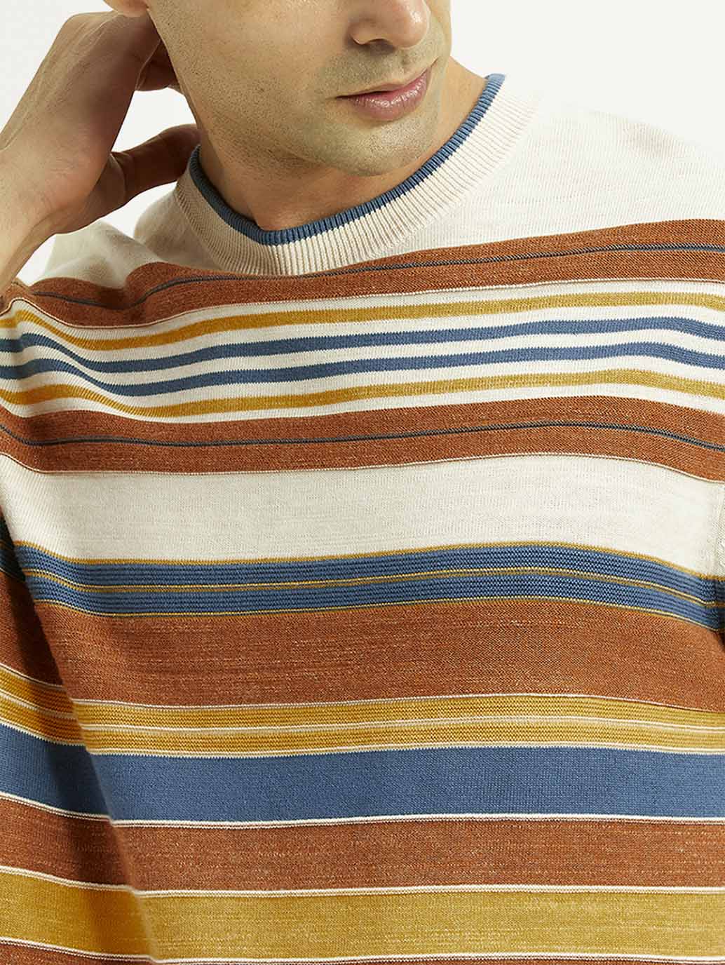 Men's Striped Multicolor Loose Fit T-Shirt - Image 4