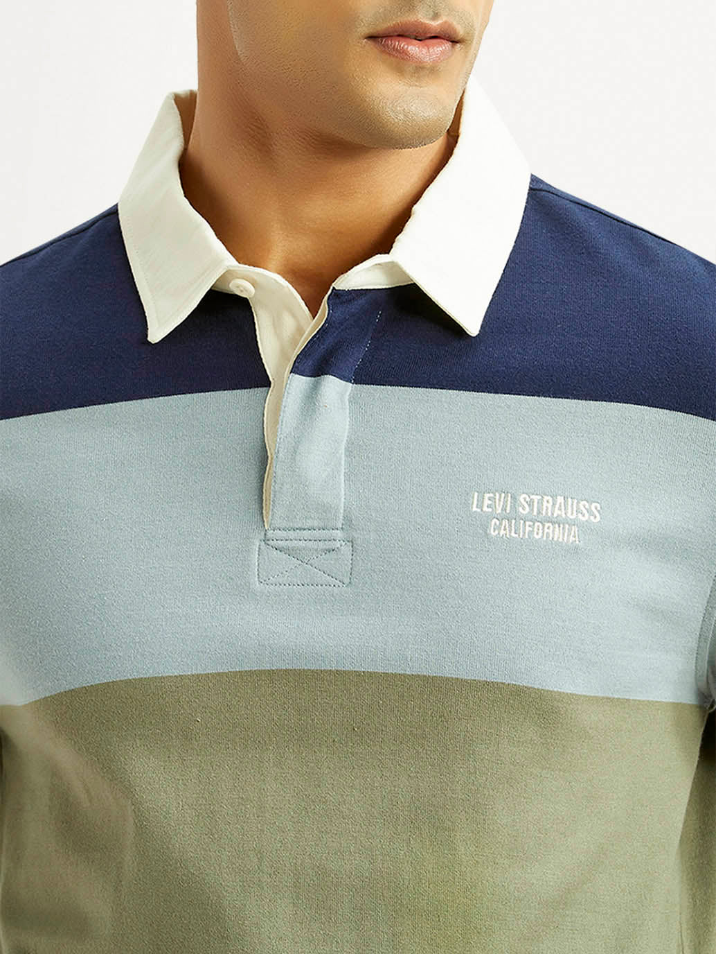Men's Striped Multicolor Polo T-shirt - Image 3