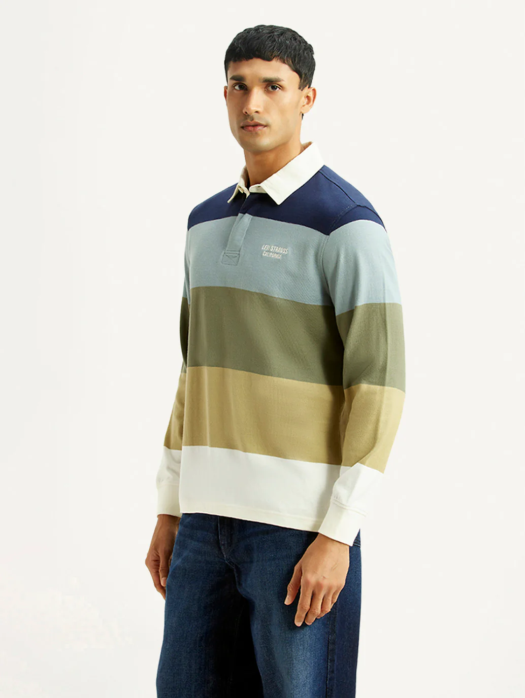 Men's Striped Multicolor Polo T-shirt - Image 4