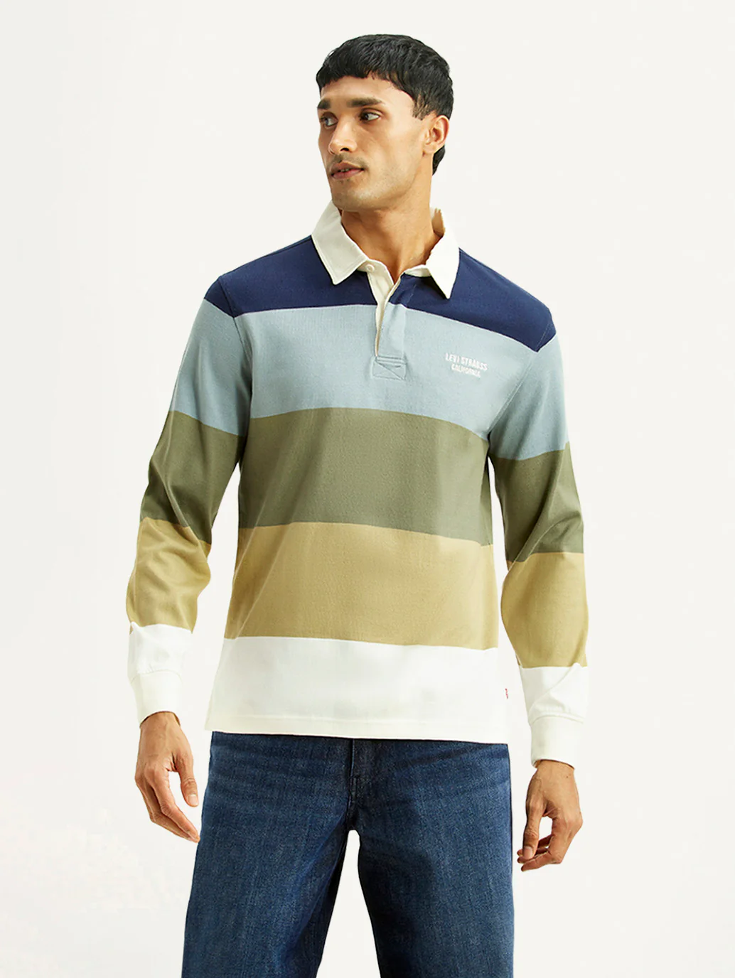 Men's Striped Multicolor Polo T-shirt - Image 5