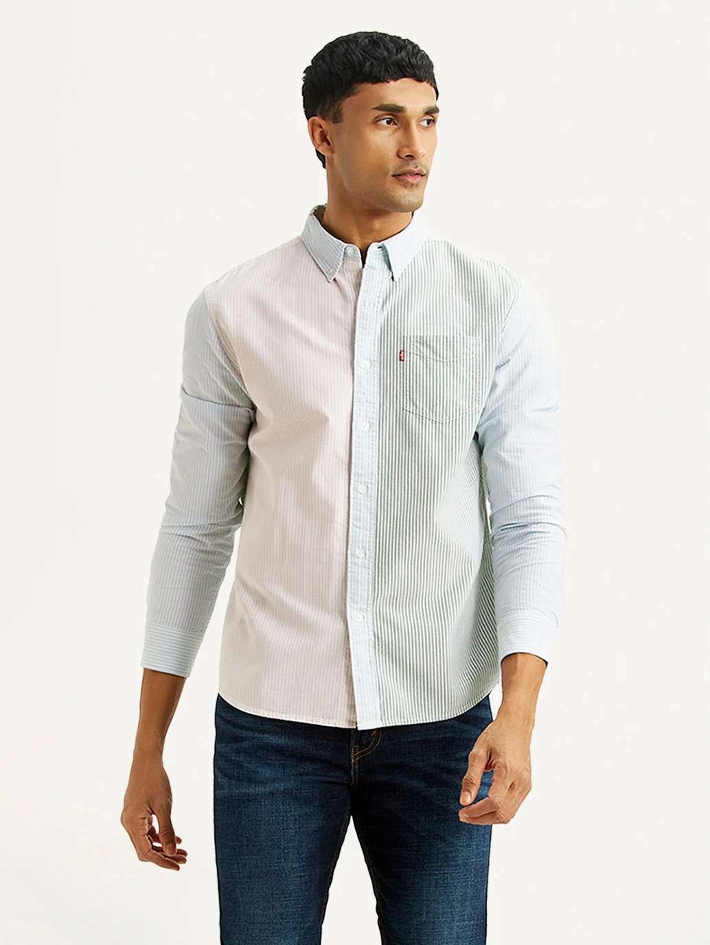 Men's Striped Multicolor Slim Fit Oxford Shirt - Image 5