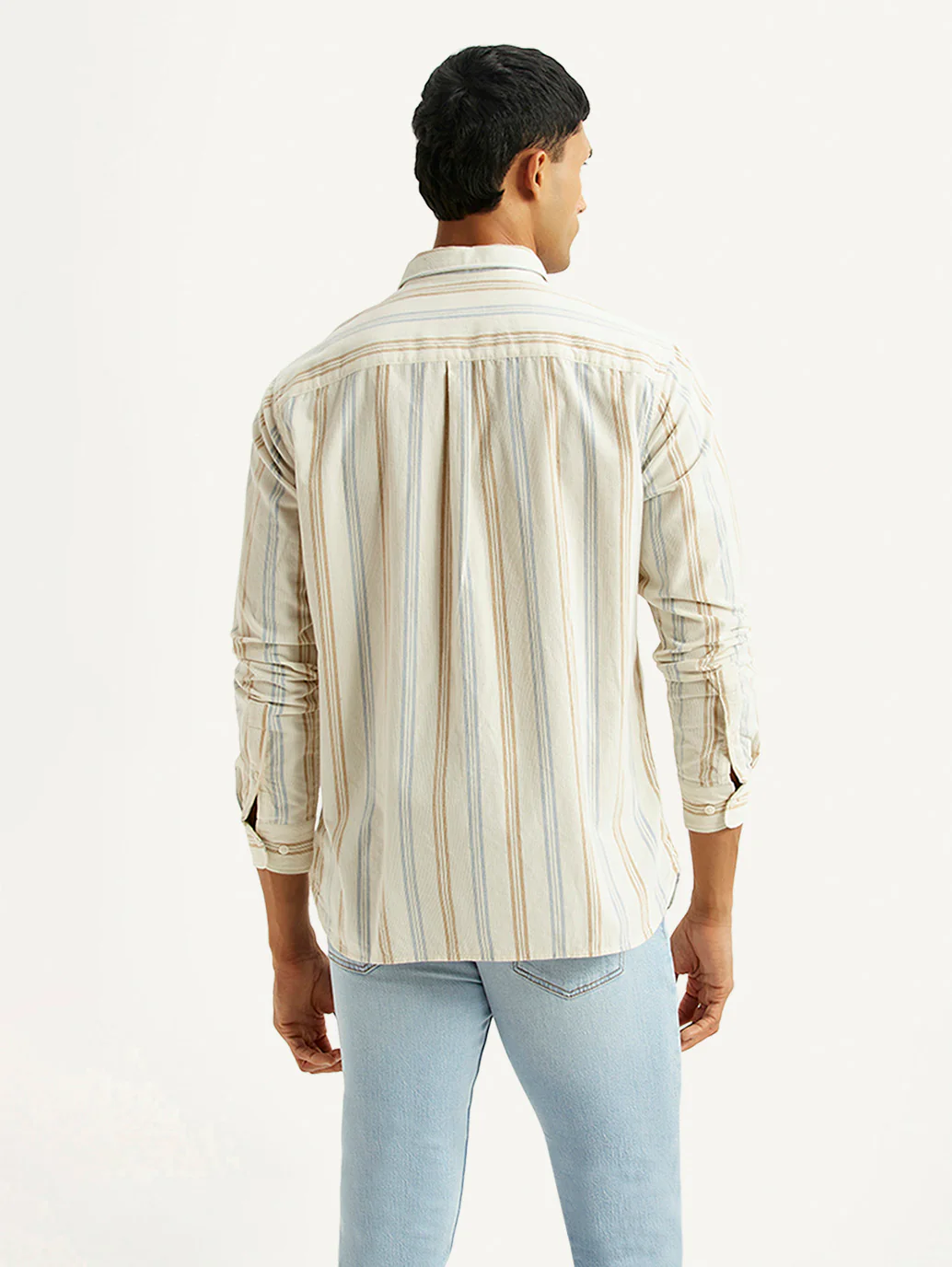 Men's Striped Multicolor Slim Fit Corduroy Shirt - Image 2