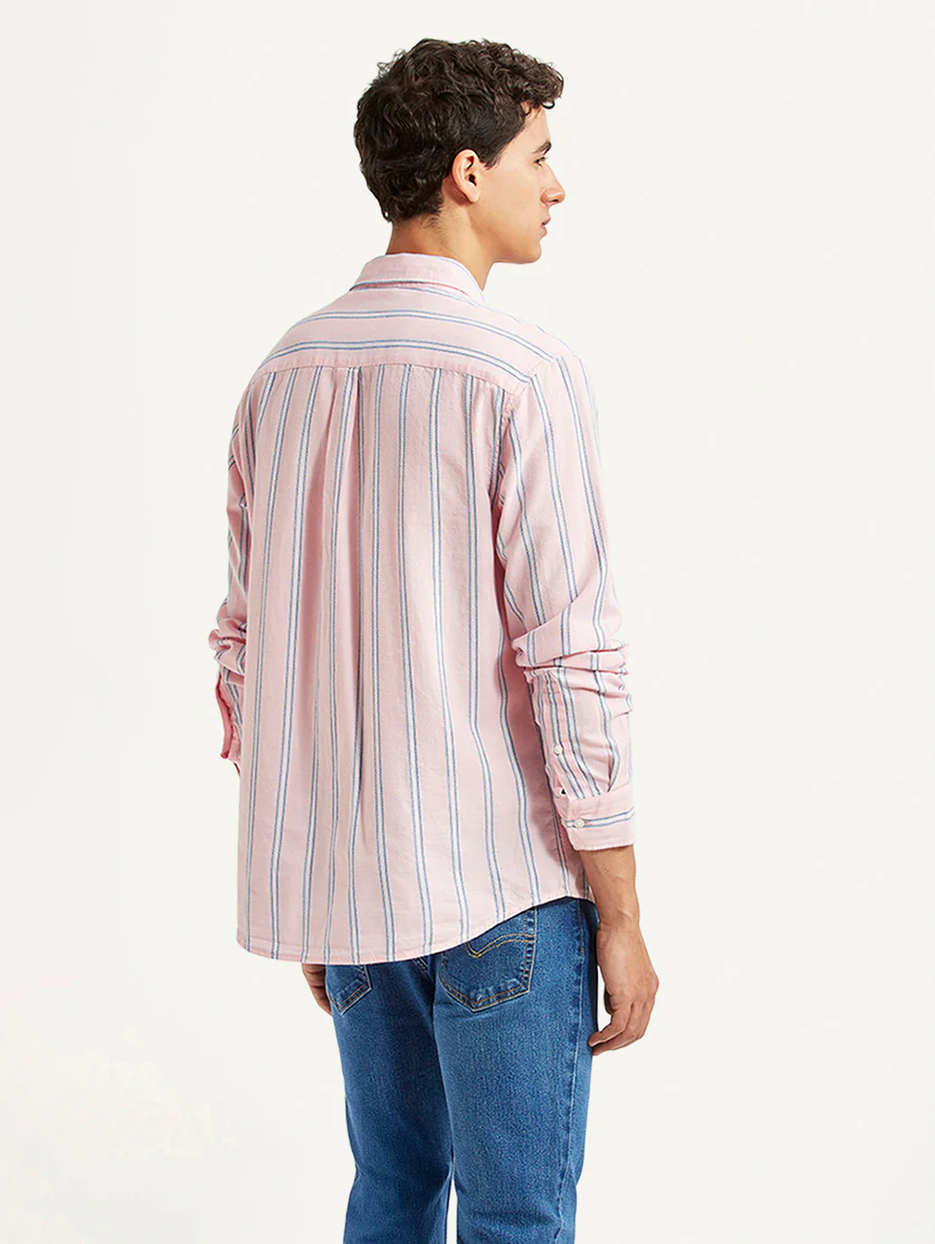 Men's Striped Pink Slim Fit Shirt - Image 2