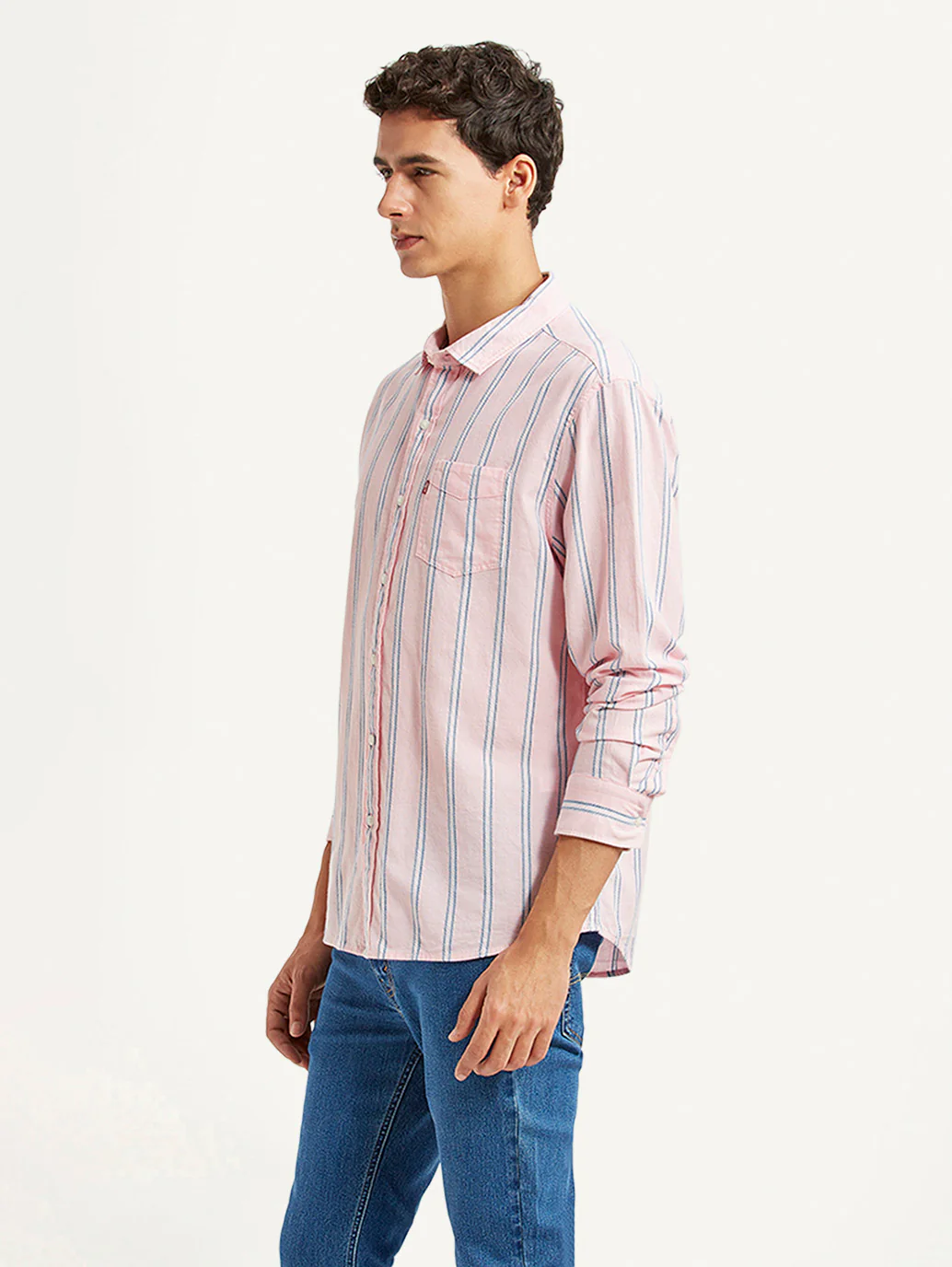 Men's Striped Pink Slim Fit Shirt - Image 5