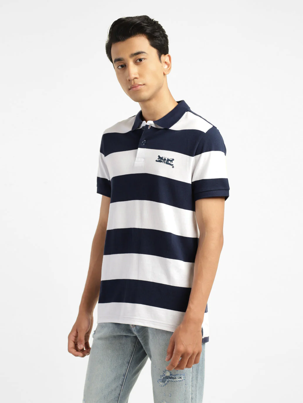 Men's Striped Polo Collar T-shirt - Image 4