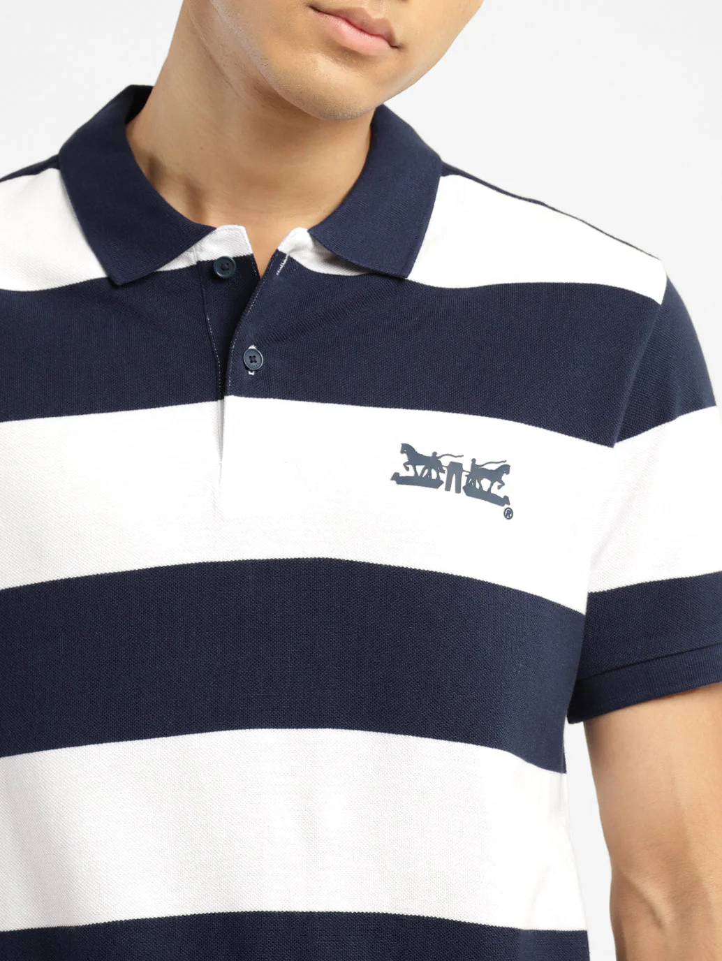 Men's Striped Polo Collar T-shirt - Image 5