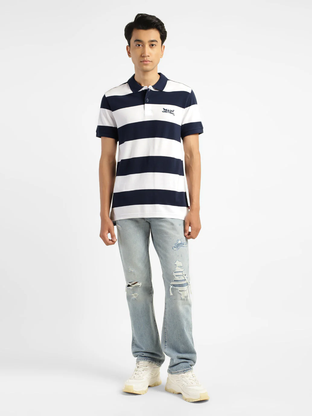 Men's Striped Polo Collar T-shirt - Image 6