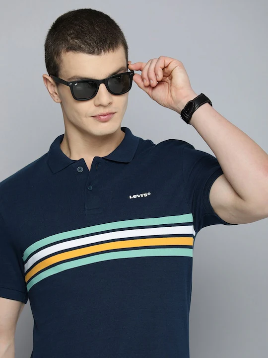 Men's Striped Polo T-shirt - Image 2