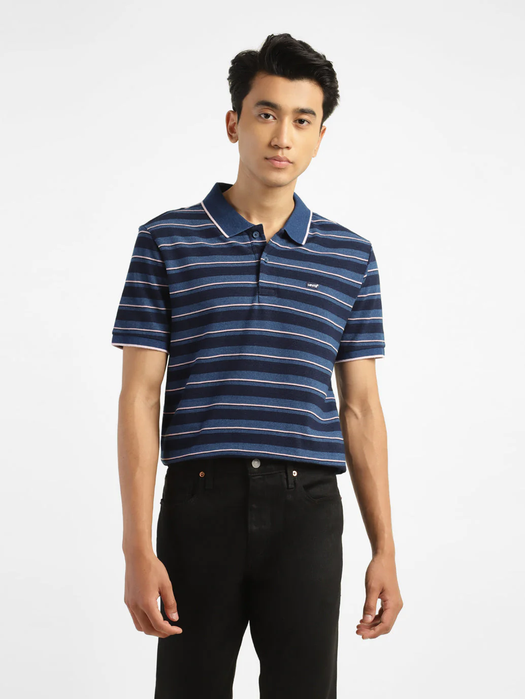 Men's Striped Polo Collar T-shirt - Image 2
