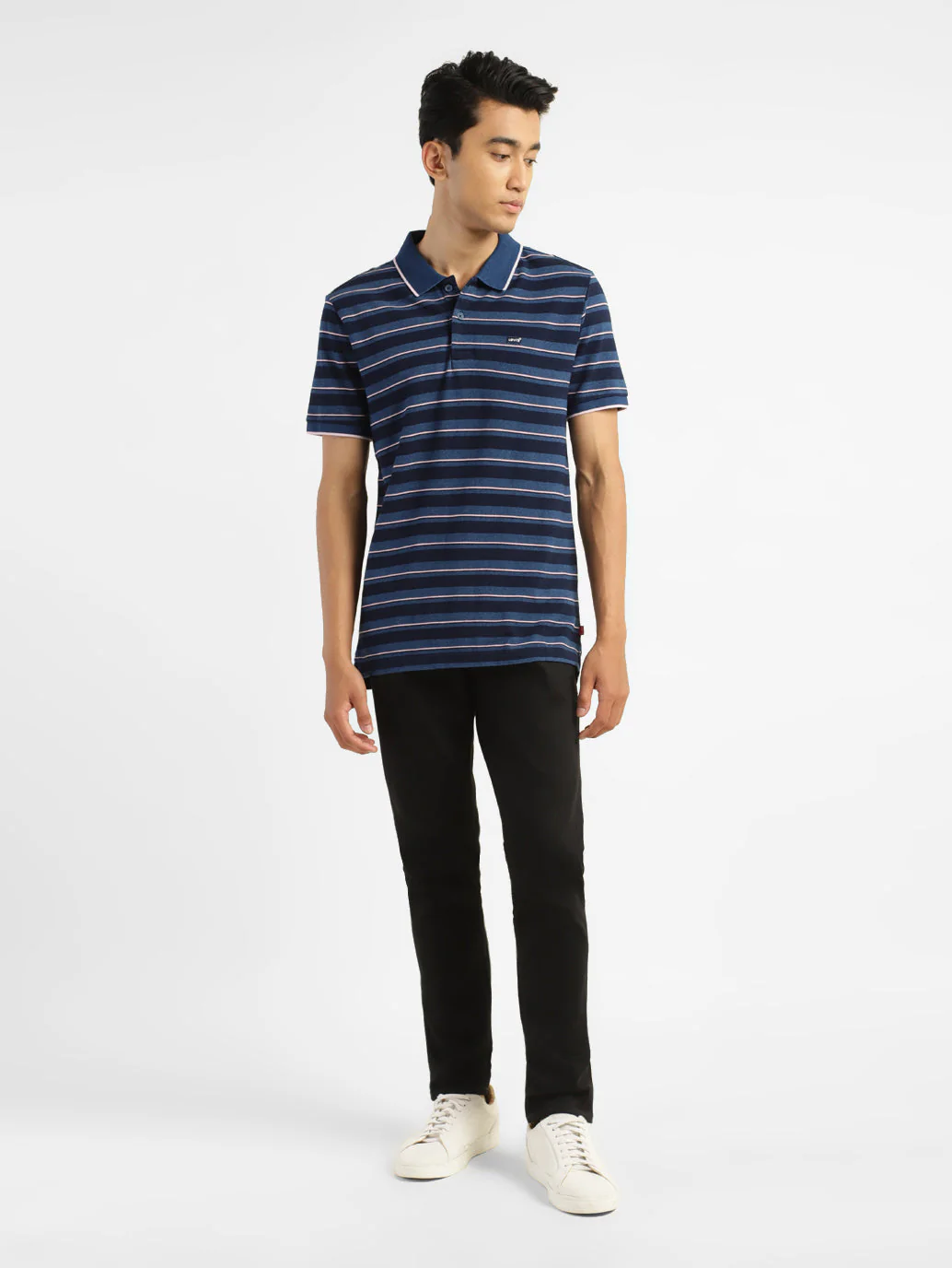 Men's Striped Polo Collar T-shirt - Image 6