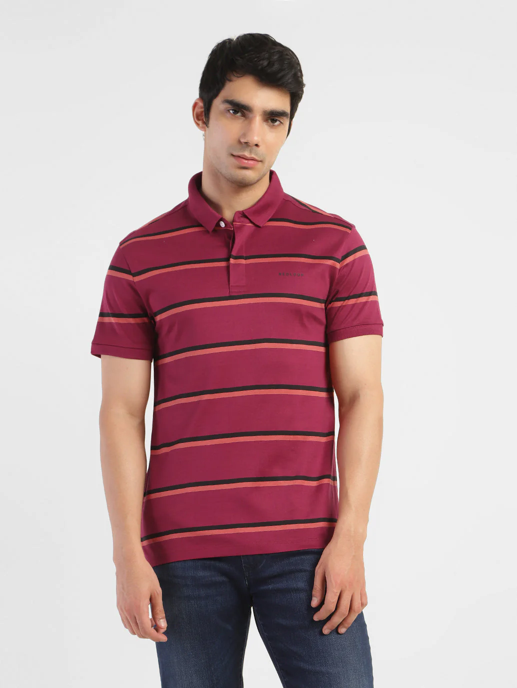 Men's Striped Regular Fit Polo T-shirt - Image 2
