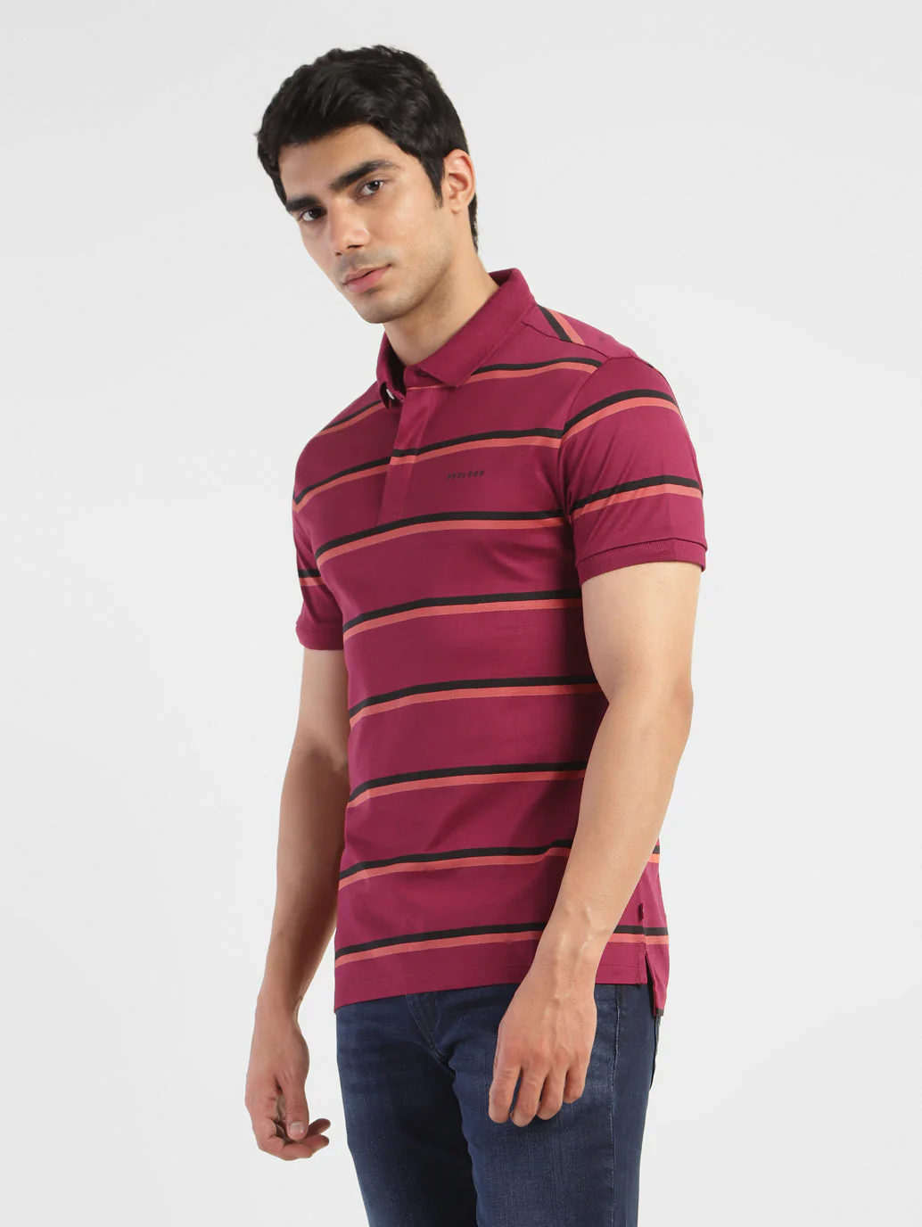 Men's Striped Regular Fit Polo T-shirt - Image 4