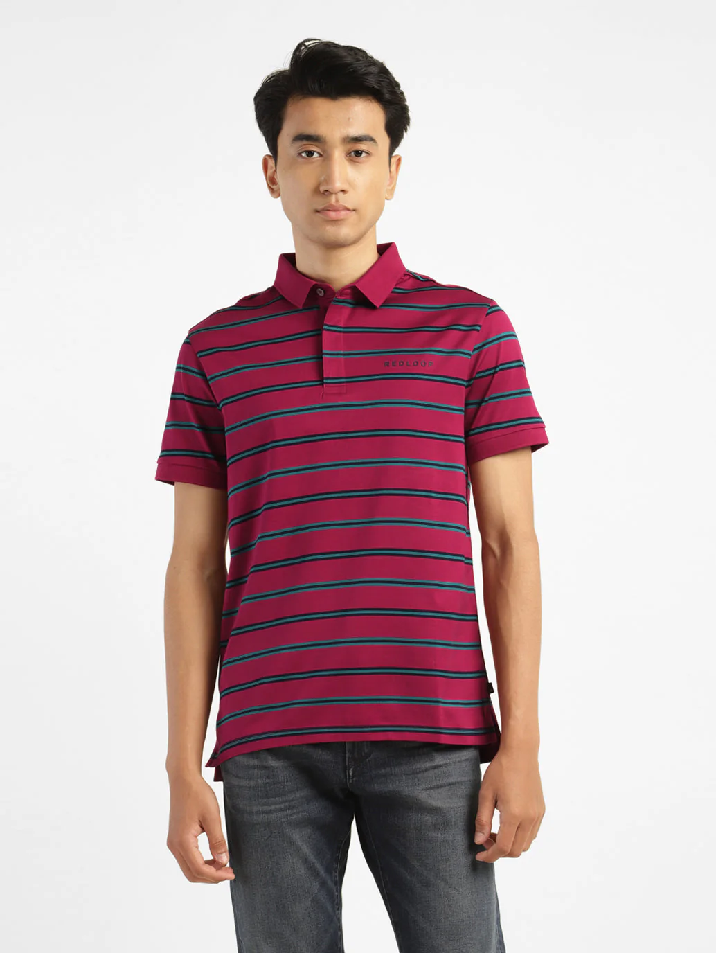 Men's Striped Polo Collar T-shirt