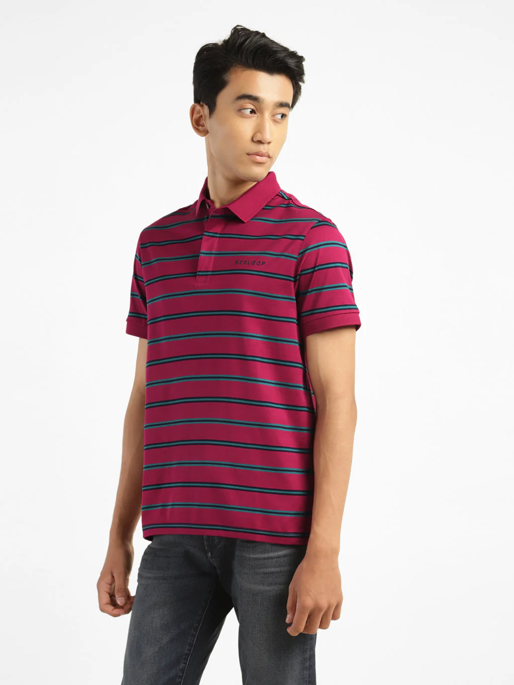 Men's Striped Polo Collar T-shirt - Image 4