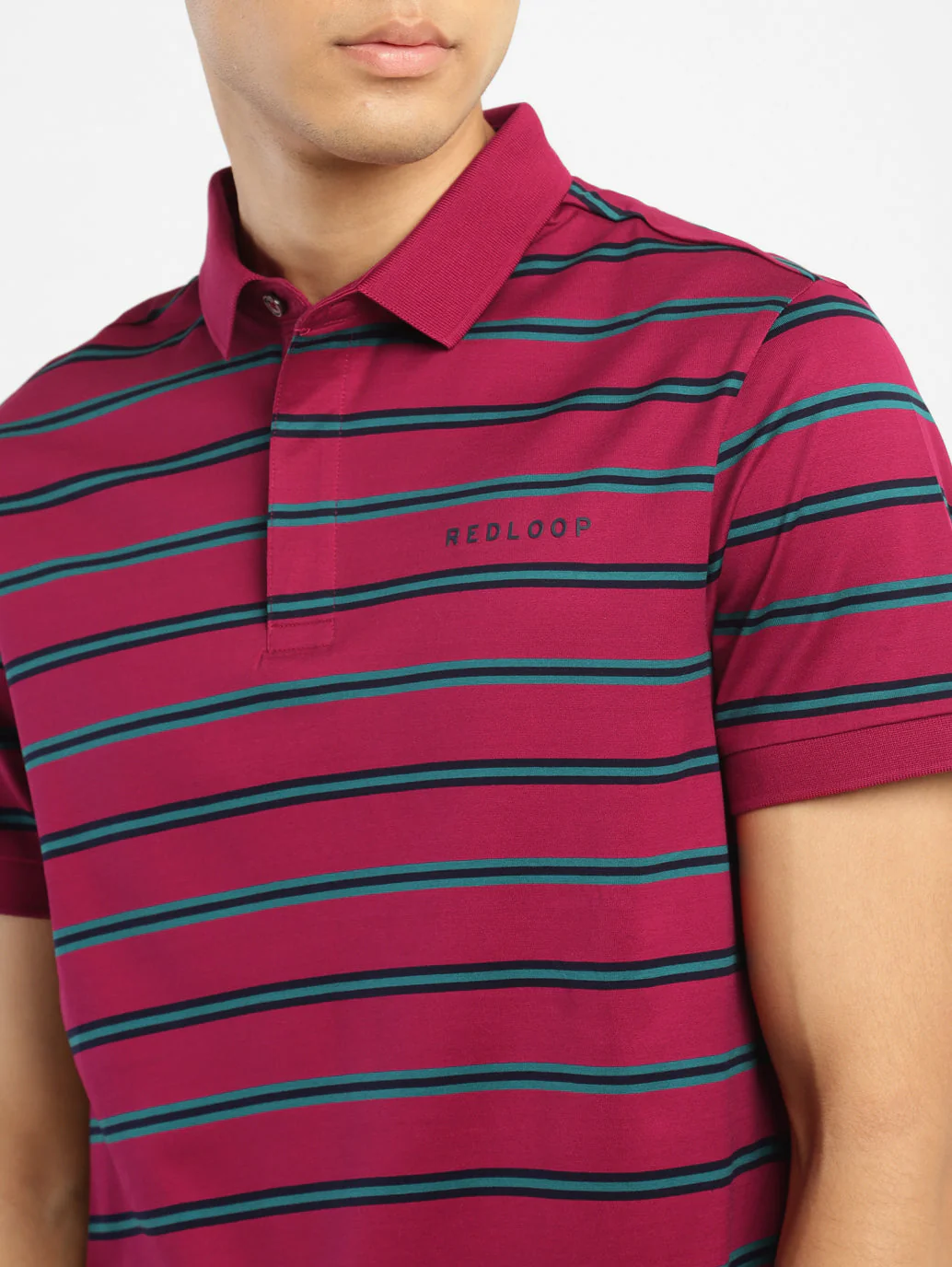 Men's Striped Polo Collar T-shirt - Image 5