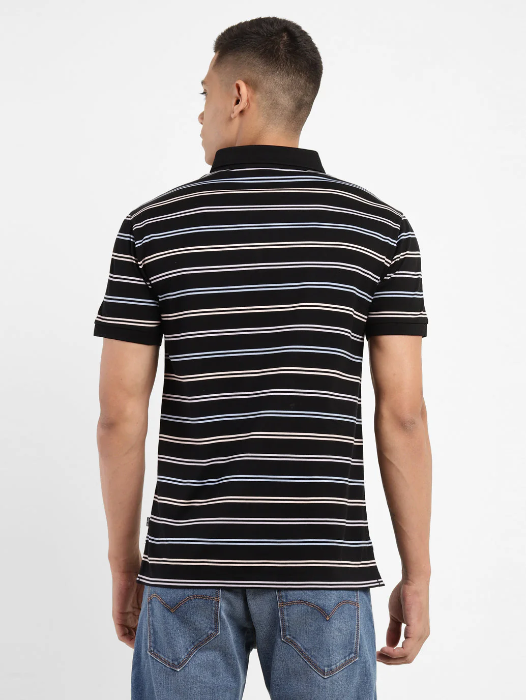 Men's Striped Polo Collar T-shirt - Image 3