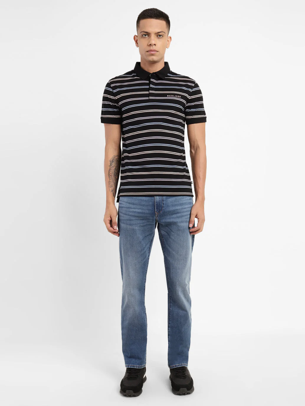 Men's Striped Polo Collar T-shirt - Image 6