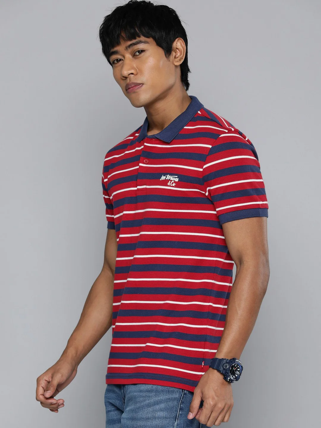 Men's Striped Polo T-shirt - Image 3