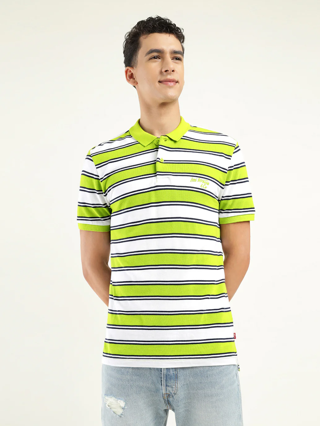Men's Striped Polo T-shirt - Image 2
