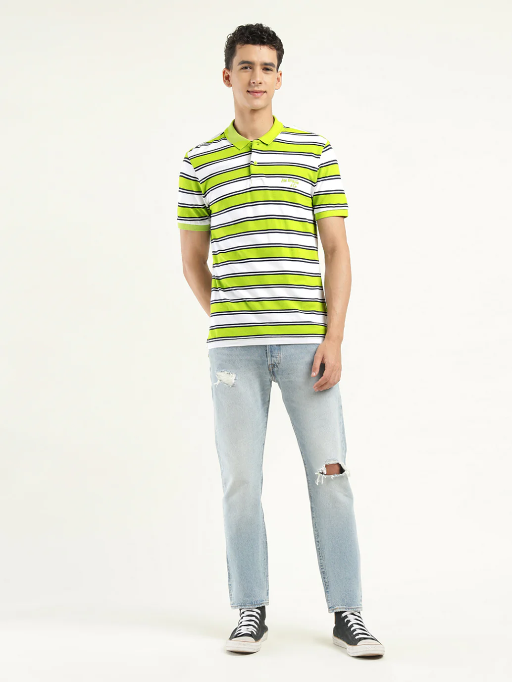 Men's Striped Polo T-shirt - Image 6