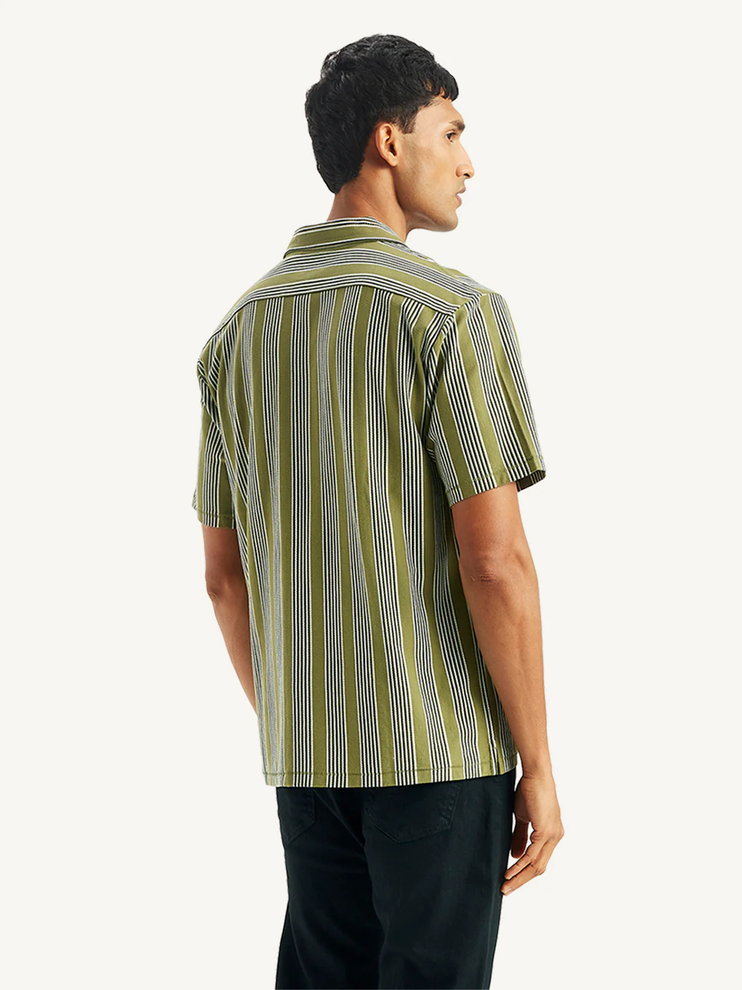 Men's Striped Regular Fit Camp Shirt - Image 2