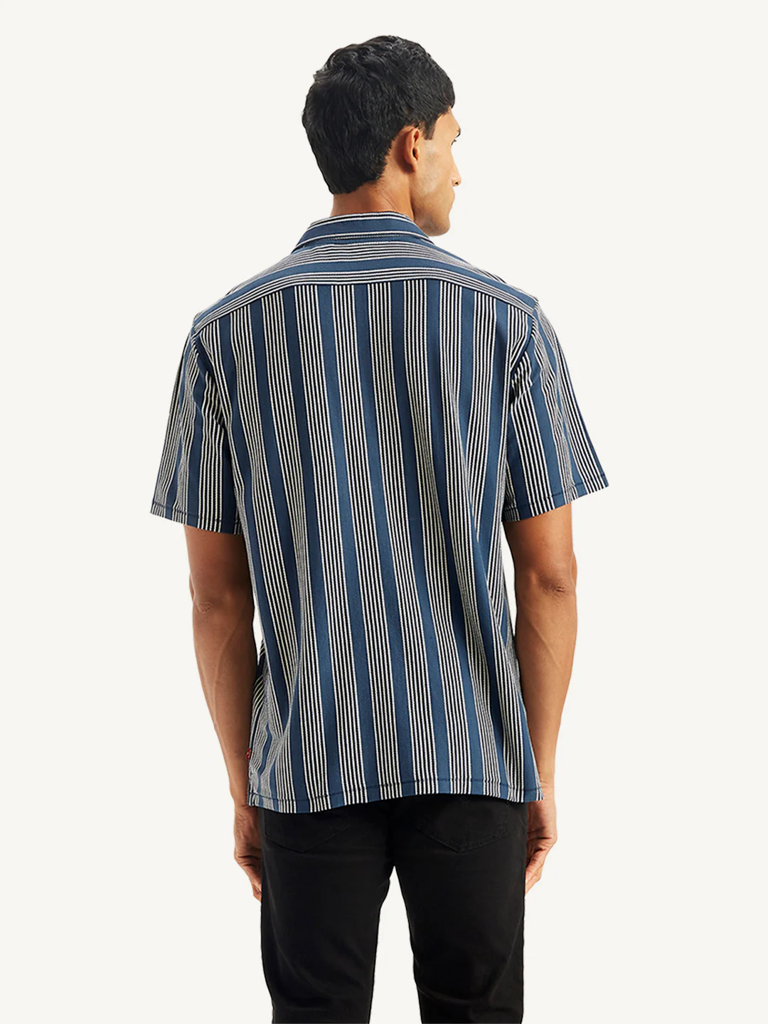 Men's Striped Regular Fit Camp Shirt - Image 2