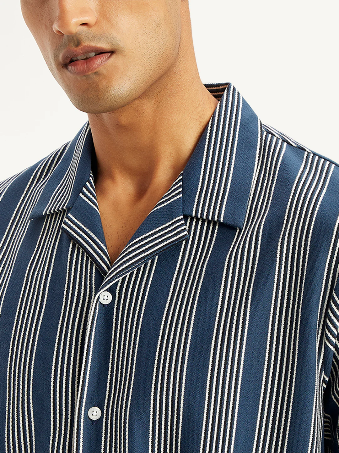 Men's Striped Regular Fit Camp Shirt - Image 4